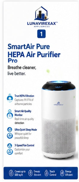 LUNAVIREXAX™ SmartAir Pure HEPA Air Purifier Pro